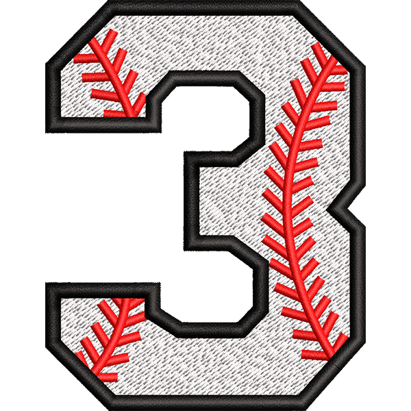 Three Number Embroidery Design