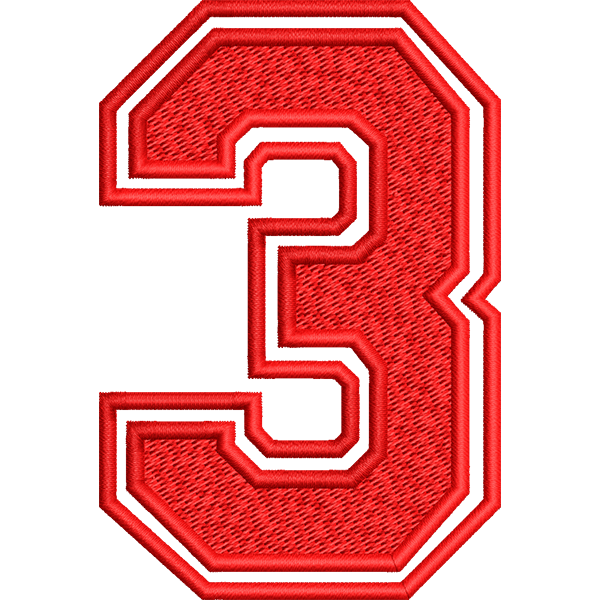 Number Three Embroidery Design