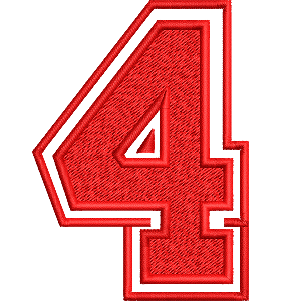 Red Four Embroidery Design