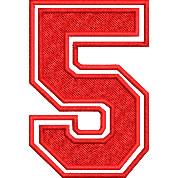 Number Five Embroidery Design
