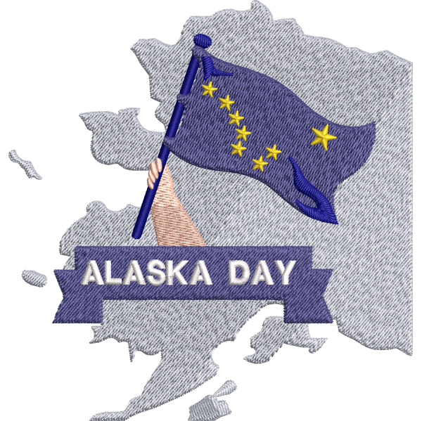 Happy Alaska Day Embroidery Design