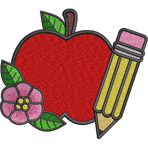 Apple With Pencil Design