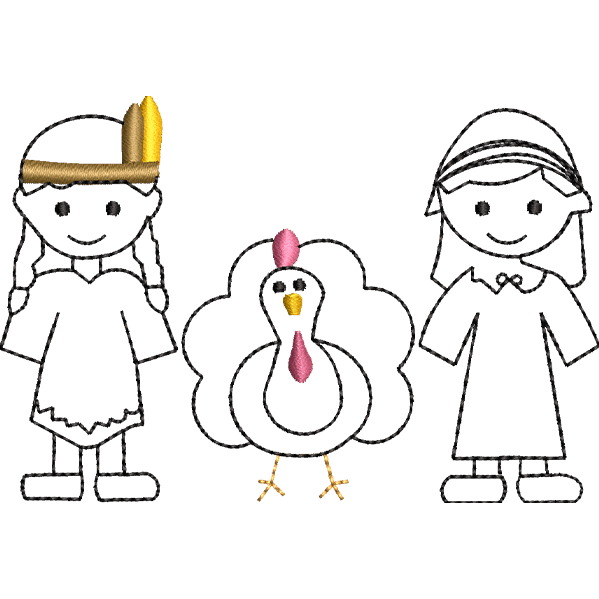 Kids With Chicken Embroidery Design