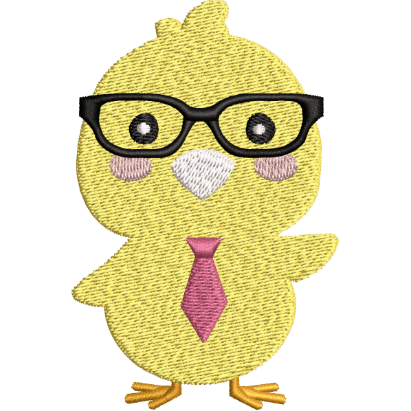 Chick With Glasses Embroidery Design