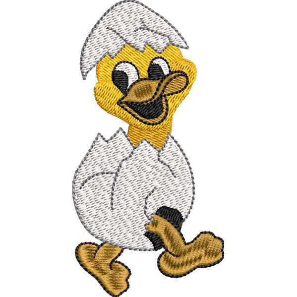 Duckling In Egg Embroidery Design