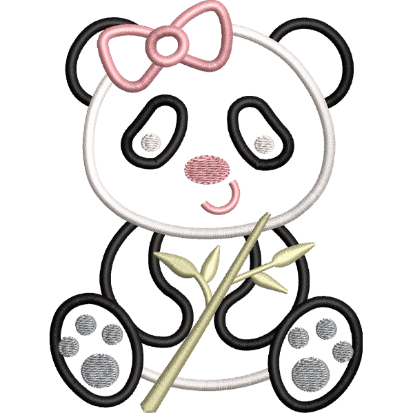 Baby Girl Panda Embroidery Design