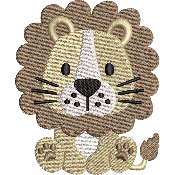 Baby Lion Sitting Embroidery Design