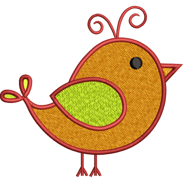 Yellow Sparrow Embroidery Design