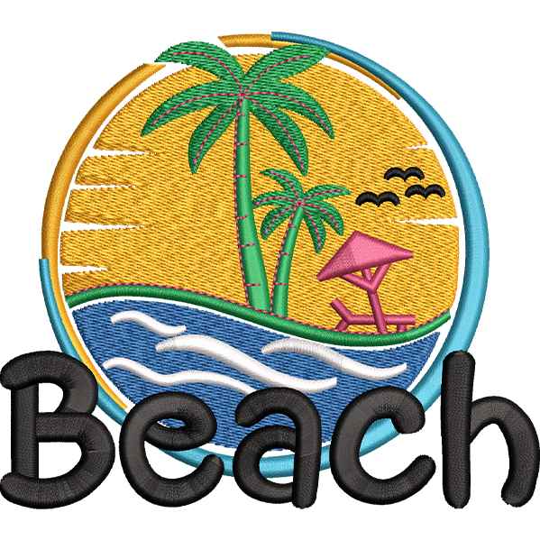 Beach Embroidery Design