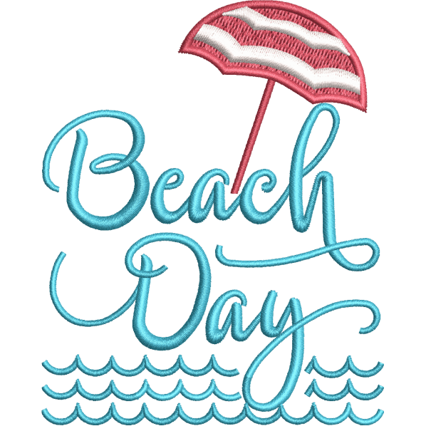 Beach Day Embroidery Design