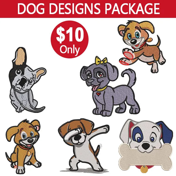 dog embroidery design package
