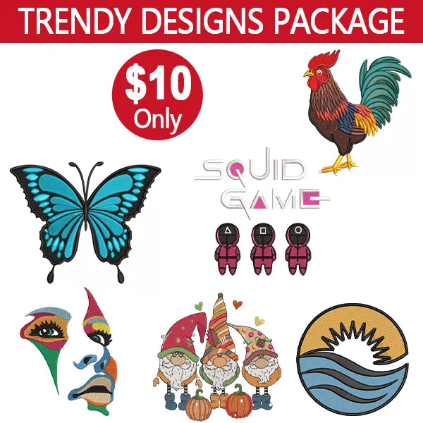 trendy embroidery design package
