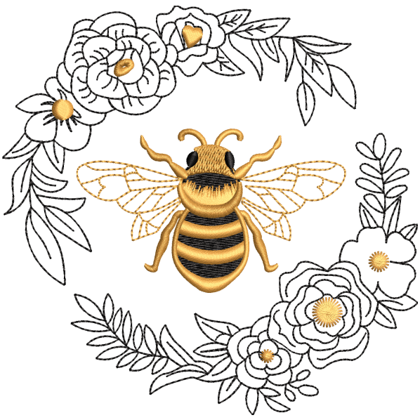 Bee With Flowers Design