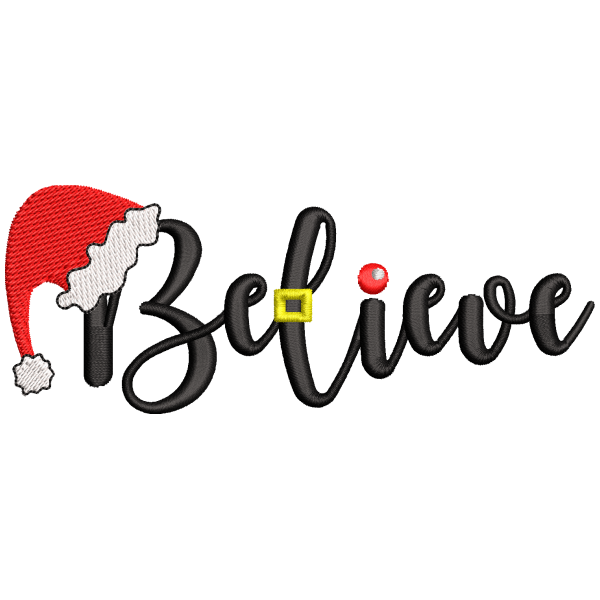 Christmas Believe Embroidery Design