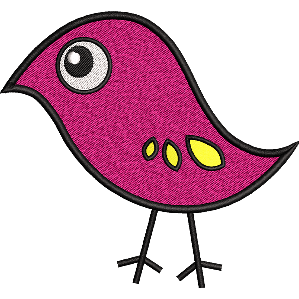 Pink Rose Color Bird Embroidery Design