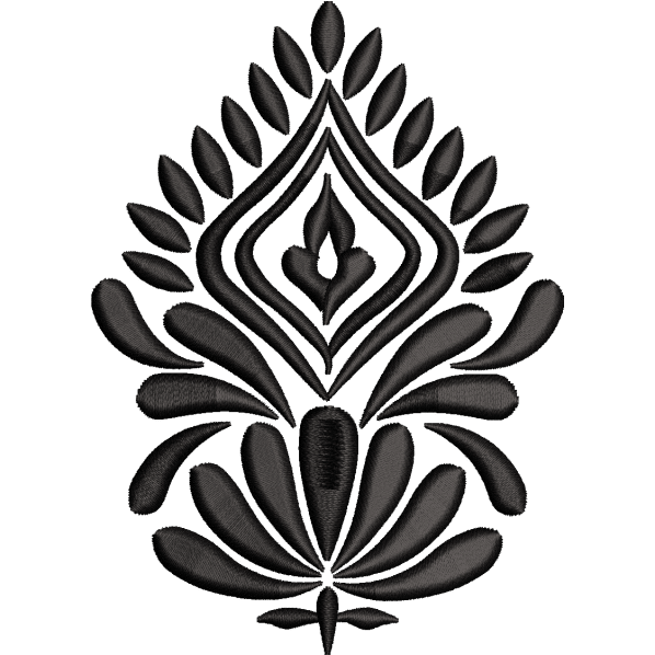 black flower embroidery design