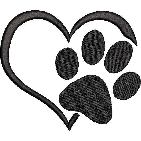 Black Heart with Paw Design