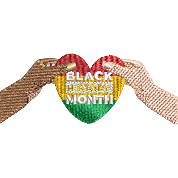 Black History Month Heart Embroidery Design