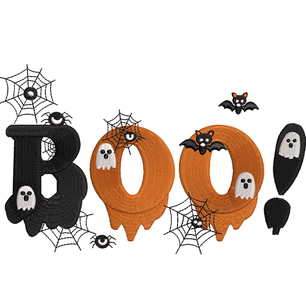 scary boo embroidery design