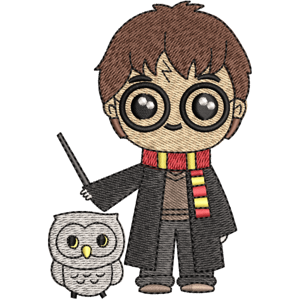owl and boy embroidery design