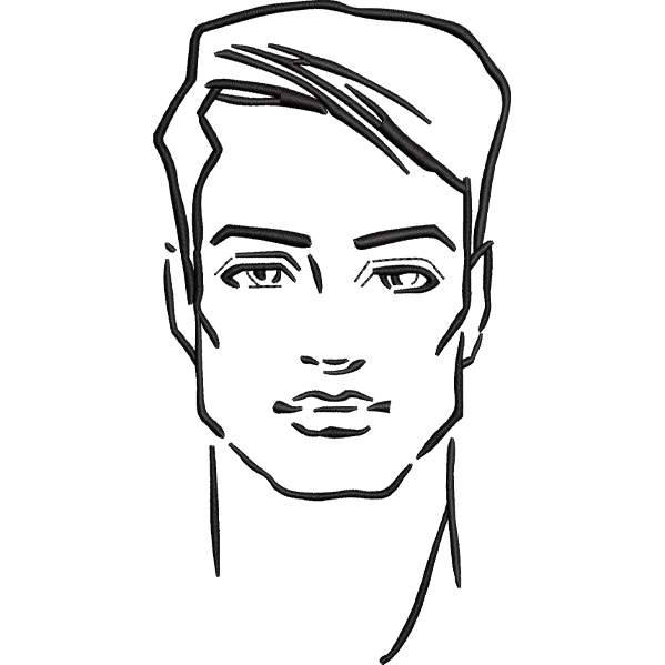 Boy Face B Outline Embroidery Design