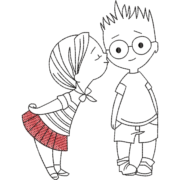 boy and girl embroidery design