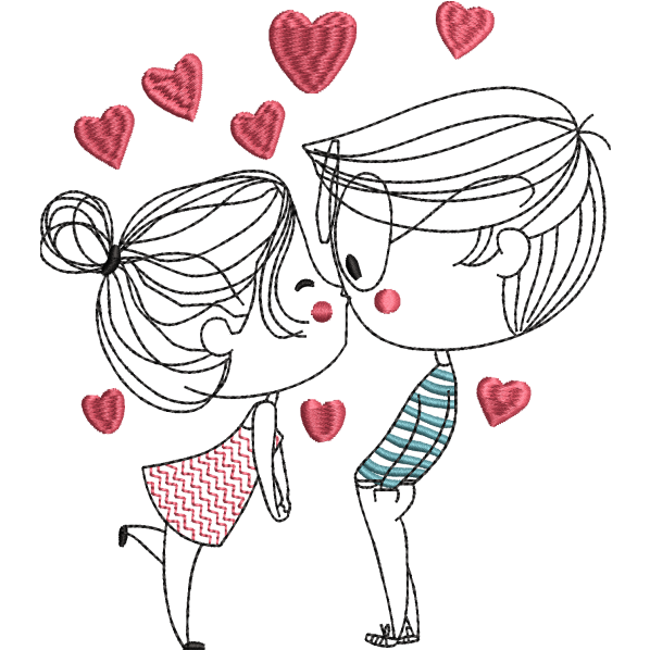 girl and boy embroidery design