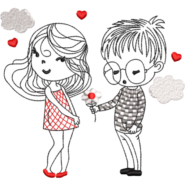 girl boy embroidery design