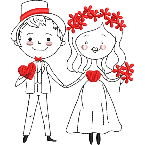 marriage couple embroidery design