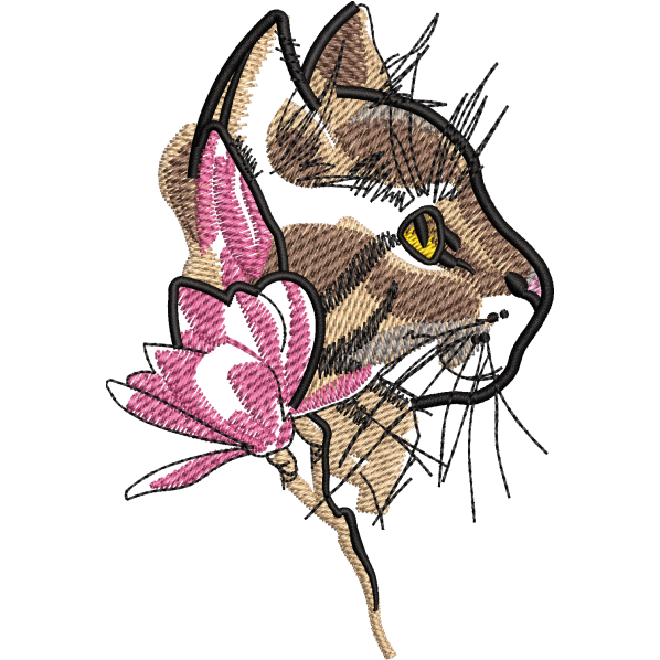 Cat With Flower Design