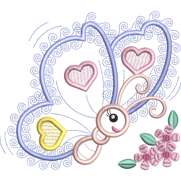 Butterfly Heart Embroidery Design