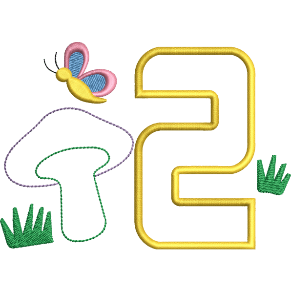 Two Number And Butterfly Design