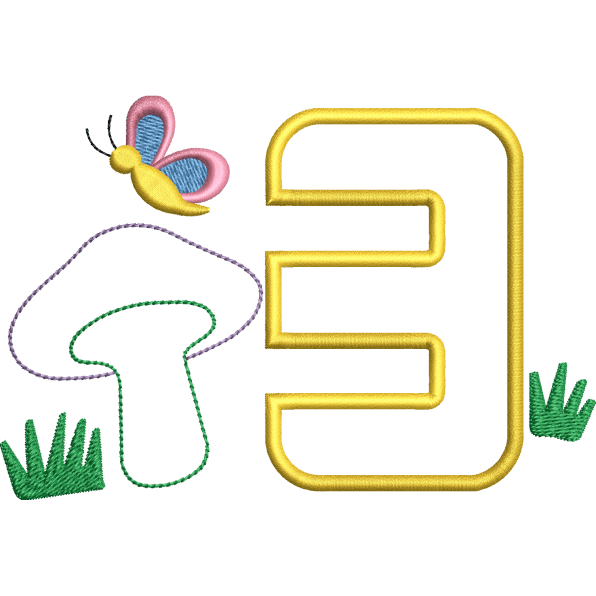 Three Number And Butterfly Design