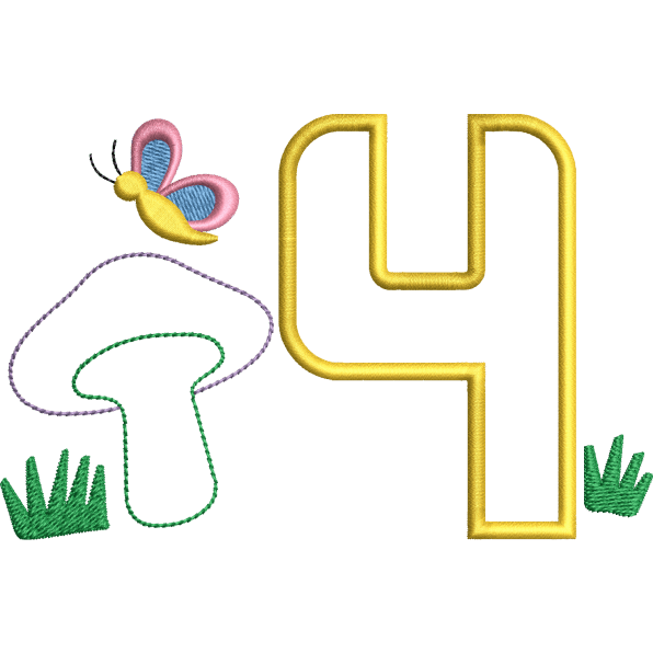 Four Number And Butterfly Design