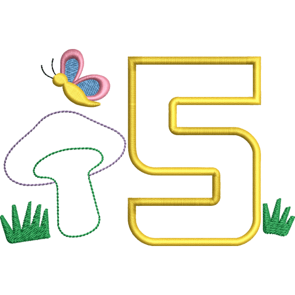 Five Number And Butterfly Design