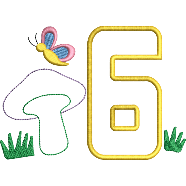 Six Number And Butterfly Design