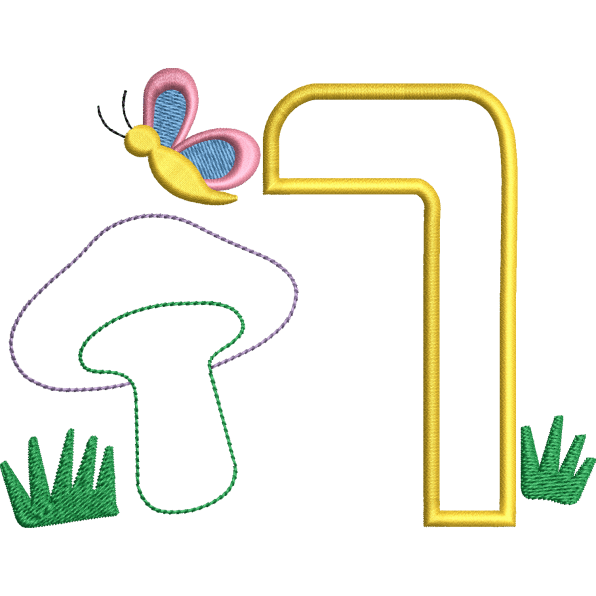 Seven Number And Butterfly Design