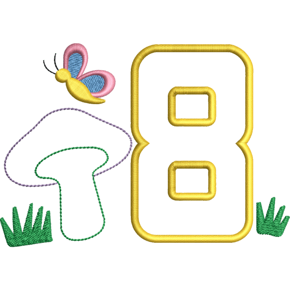Eight Number And Butterfly Design