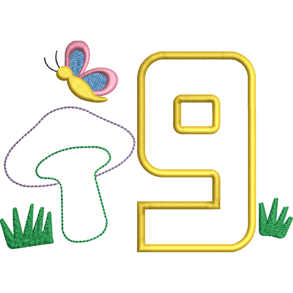 Nine And Butterfly Design