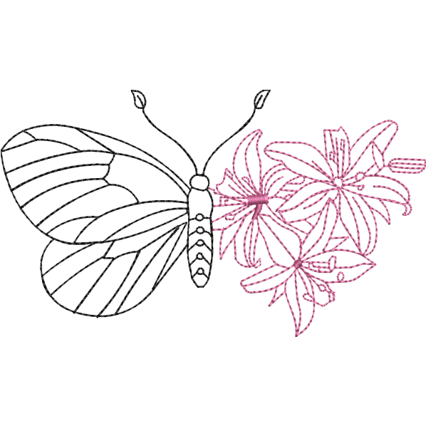 Butterfly Flower Sketch Design