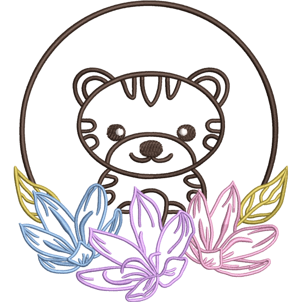 Baby Tiger Floral Frame Design
