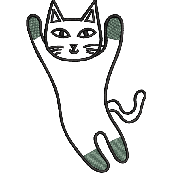 Stretching Cat Outline Design