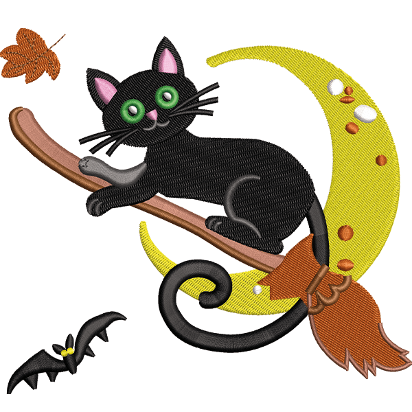 moon cat embroidery design