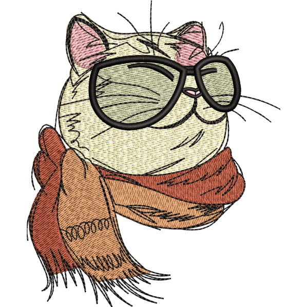 stylish cat embroidery design