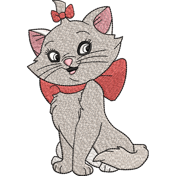 Cute Girl Cat Embroidery Design