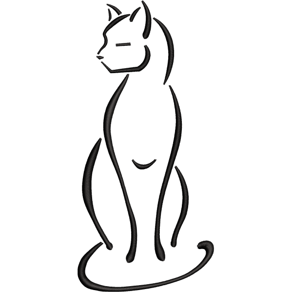Close Eye Cat Embroidery Design