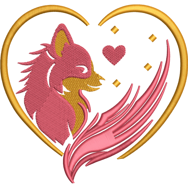 Cat in Heart Embroidery Design