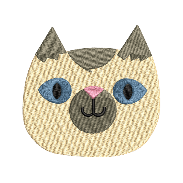 Brown Cat Face Embroidery Design