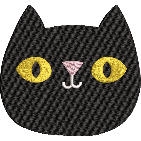 Black Cat Face Embroidery Design