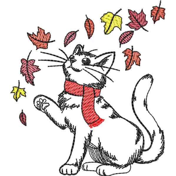 Cat With Leaf Design